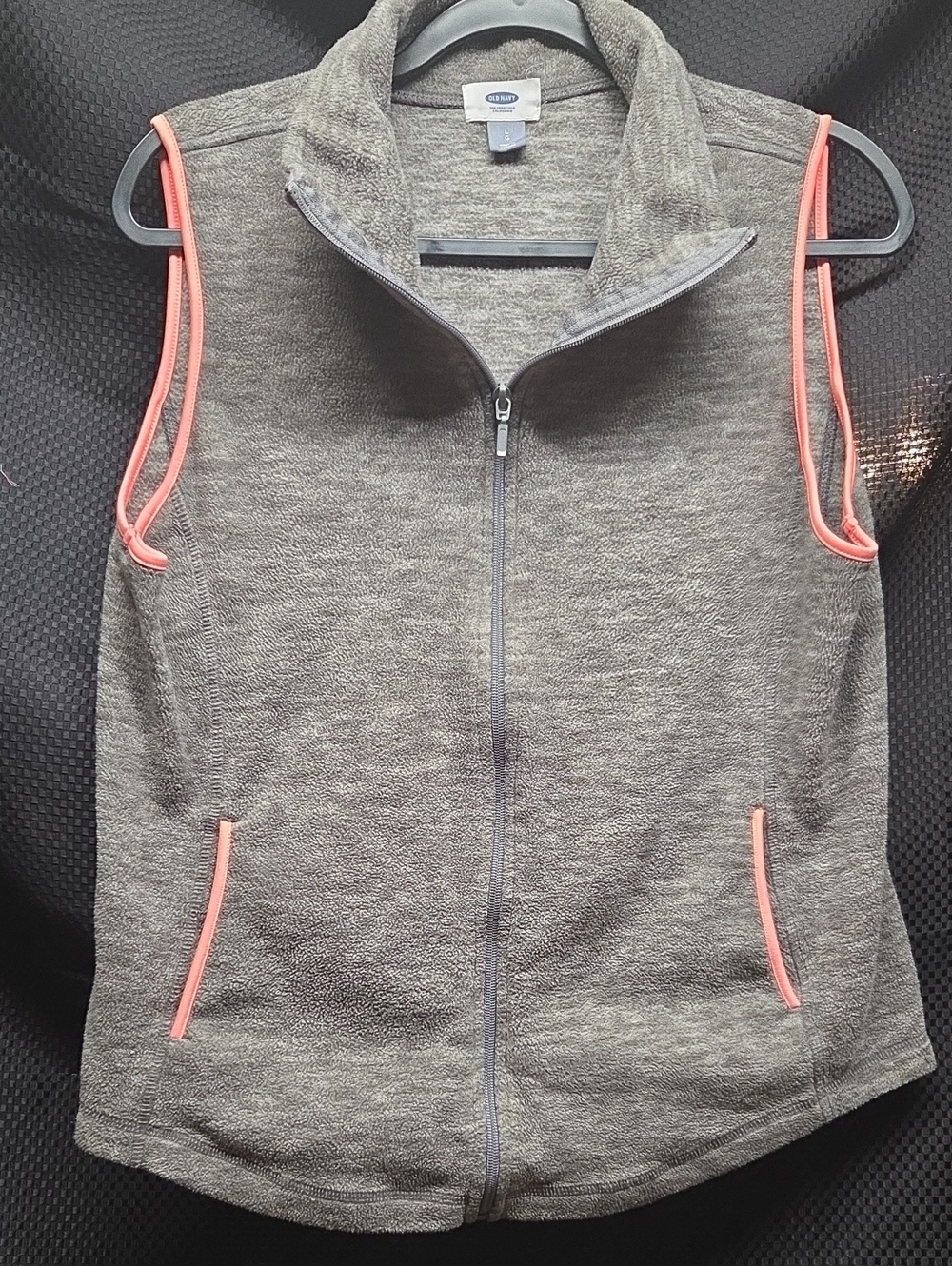 Old Navy Gray Fleece Vest with Bright Pink Trim